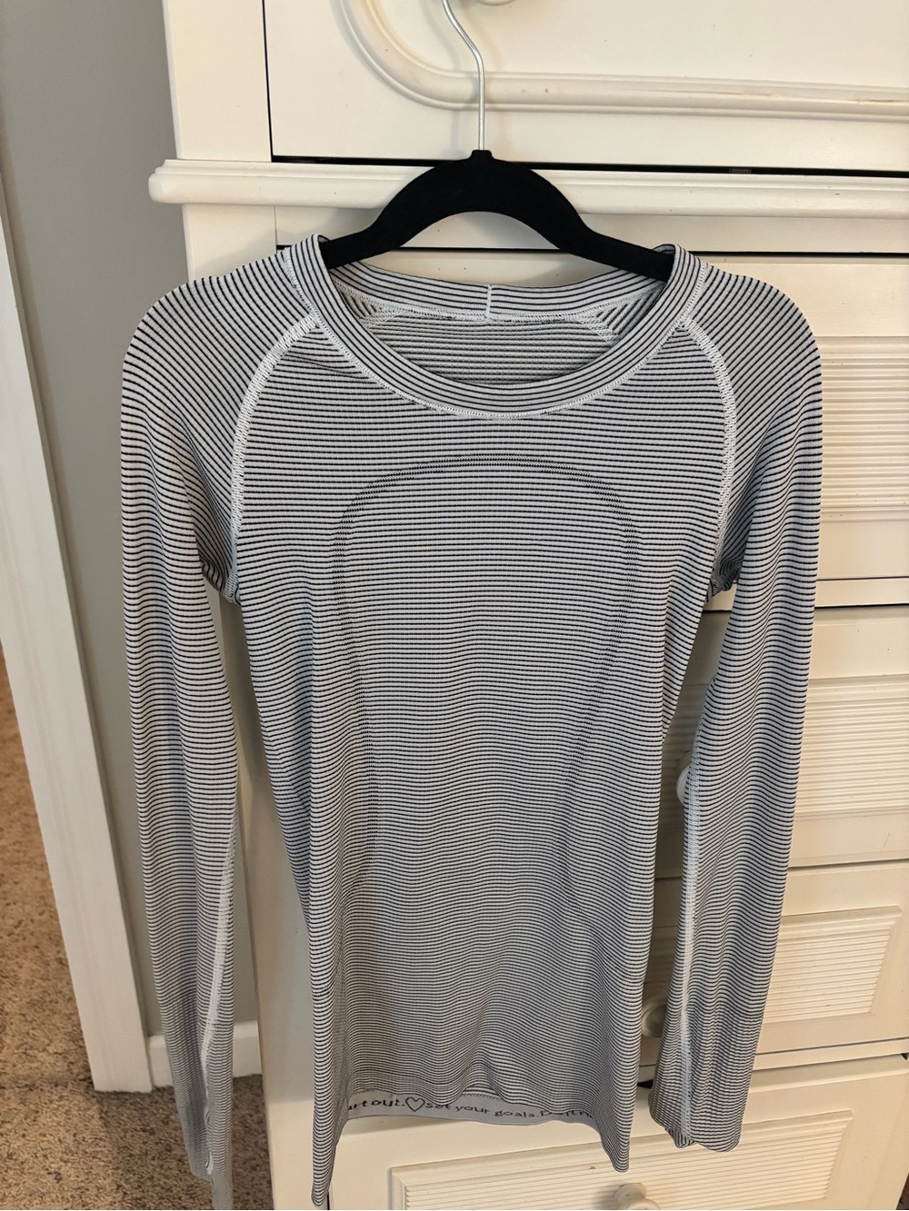 lululemon athletica Women's Long Sleeve Thin Stripe Tee - White & Black